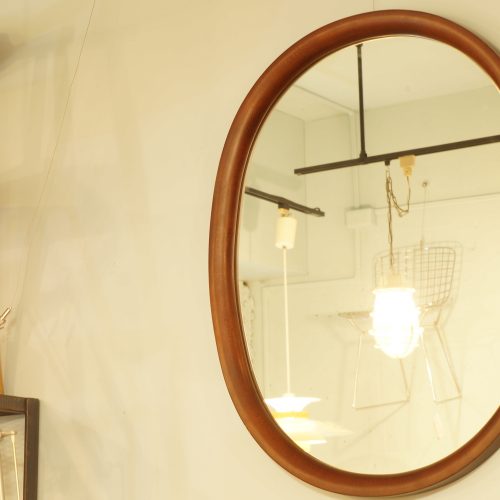AKITA MOKKO wall mirror designed by Yanagi Sori/秋田木工 ウォールミラー 大判型 柳宗理デザイン 曲木 古代色 廃盤