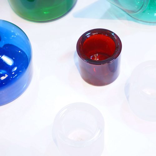 iittala × marimekko Candle Holder ≪Kivi≫ Cranberry Red & Frost / イッタラ マリメッコ コラボ キャンドル ホルダー キビ クランベリーレッド アンド フロスト