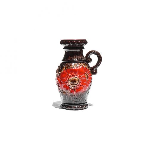 W.Germany Scheurich Vintage Pitcher Vase Fat Lava Red SunFlower/西ドイツ シューリッヒ ヴィンテージ ピッチャーベース ファットラヴァ 赤ひまわり