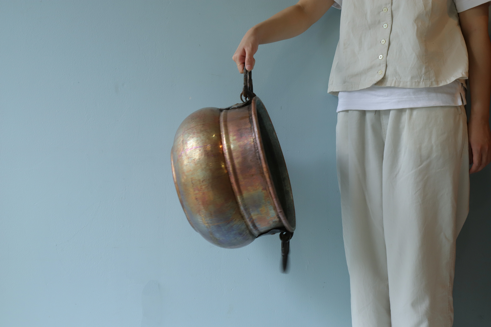アンティーク 銅 釜 ポットカバー トルコ インテリア/Antique Copper Cauldron Pot