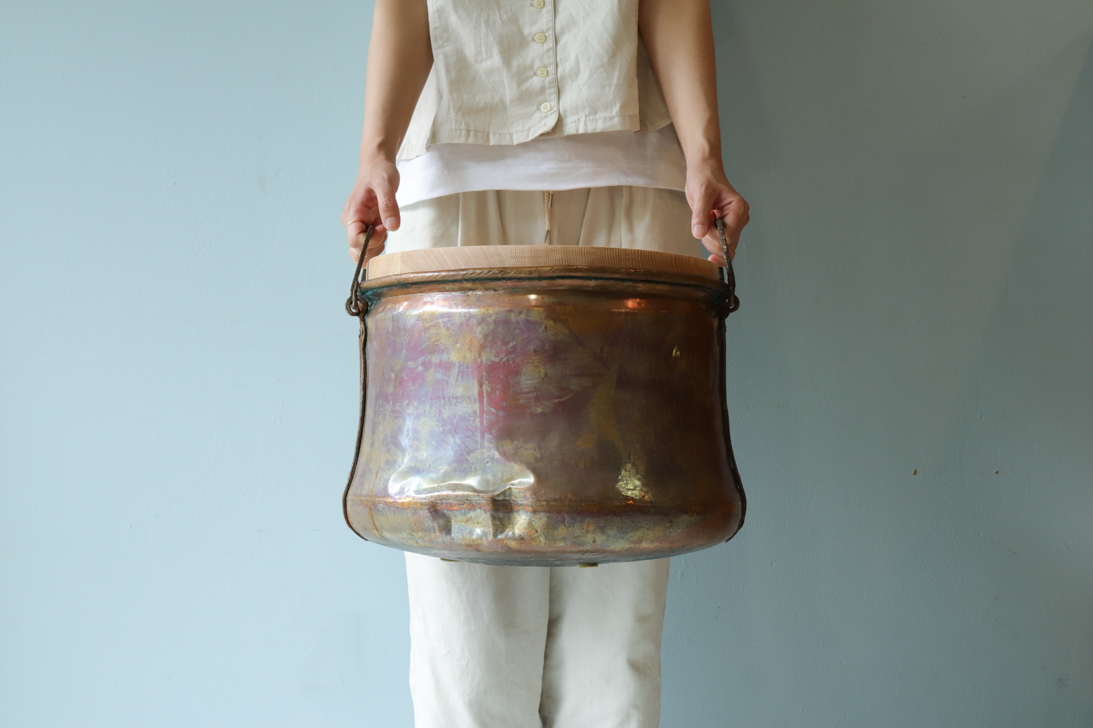アンティーク 銅 釜 ポットカバー トルコ インテリア Antique Copper Cauldron Pot 35cm