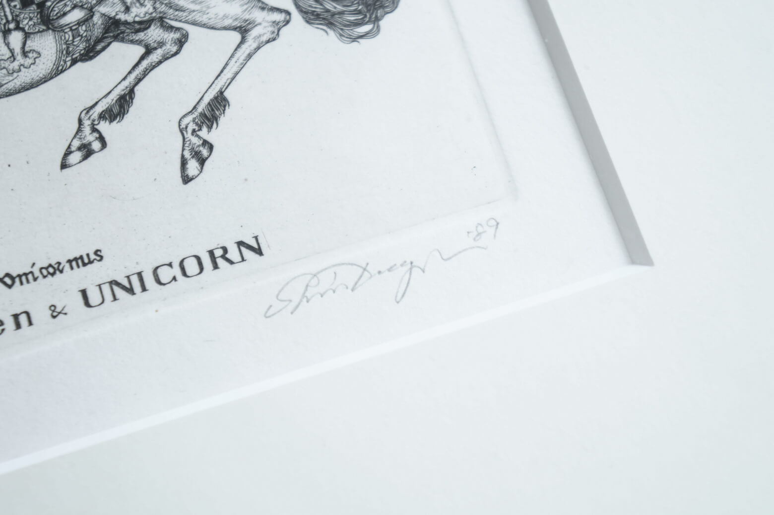 Taga Shin Copperplate Engraving Maiden & UNICORN/多賀 新 銅版画 額 美術 アート インテリア