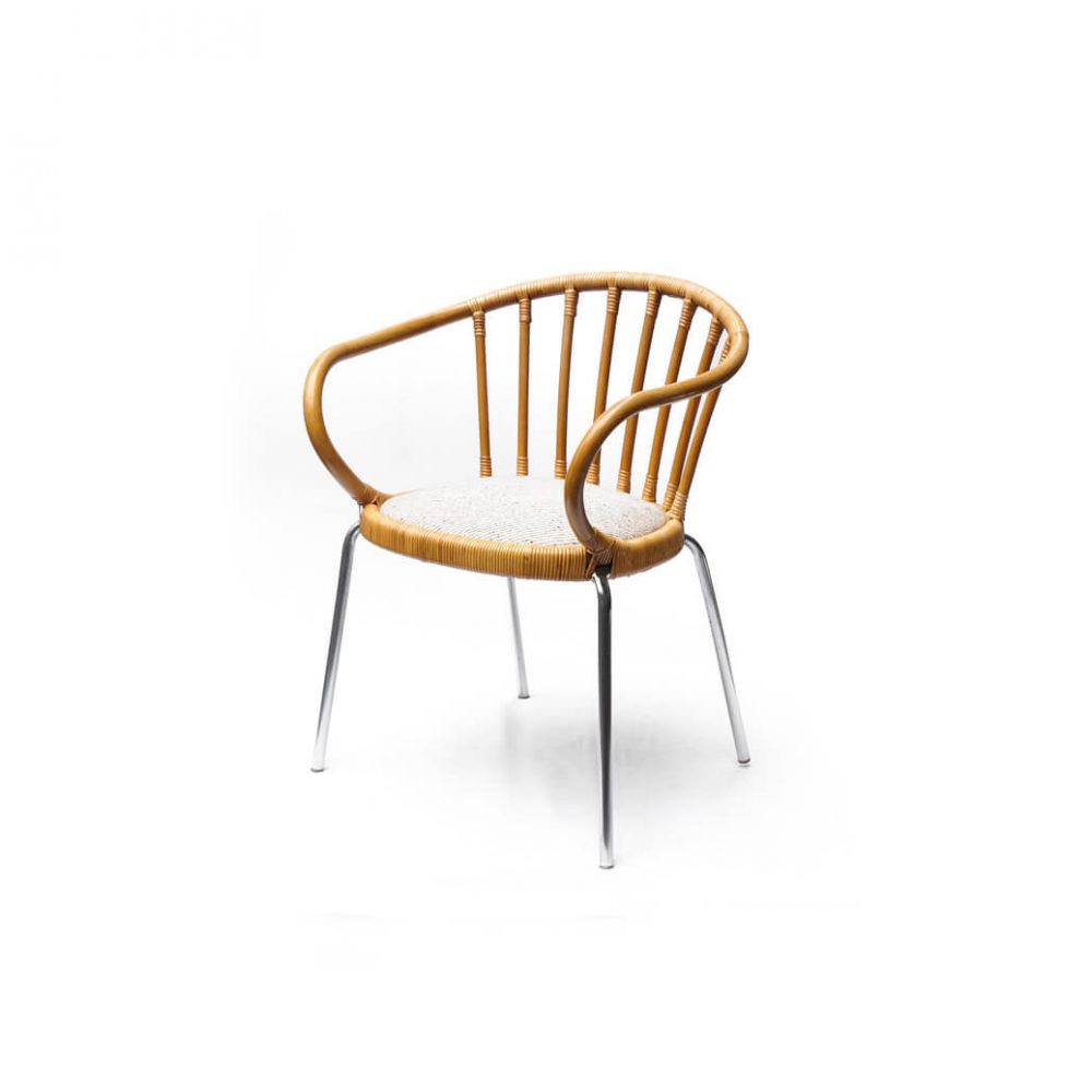 Rattan Steel Fabric Dining Chair/ラタン スチール ファブリック ダイニング ラウンジ チェア ナチュラル