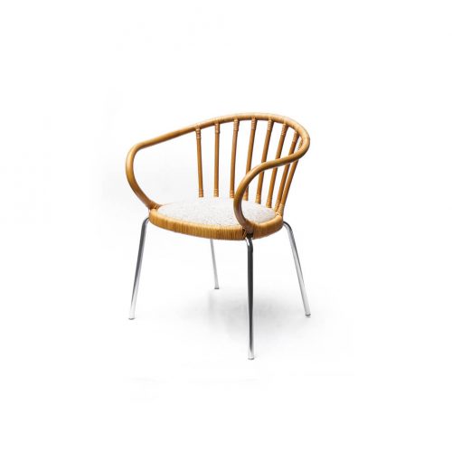 Rattan Steel Fabric Dining Chair/ラタン スチール ファブリック ダイニング ラウンジ チェア ナチュラル