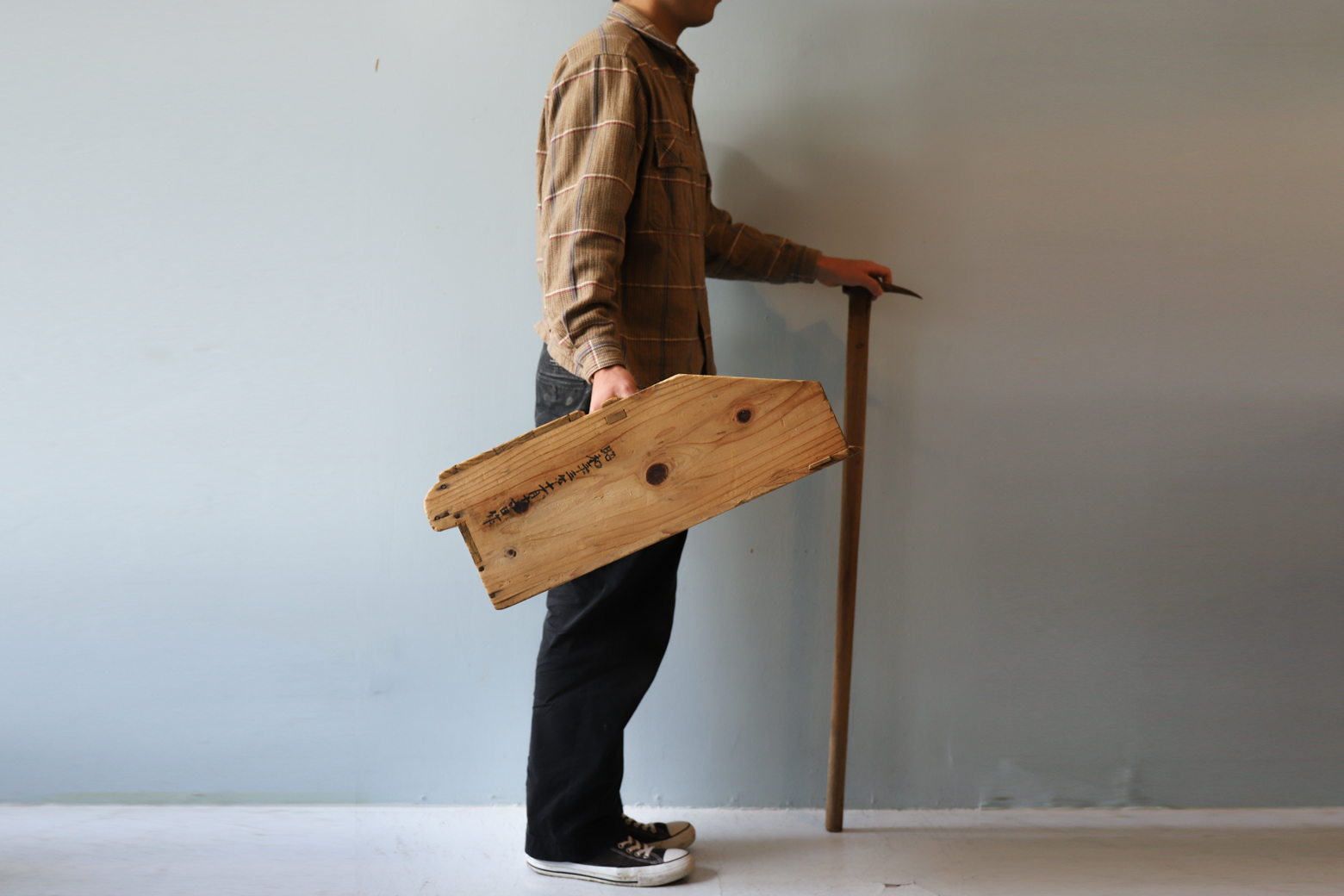 Vintage Wooden Dustpan Handmade/アンティーク 木製 ちりとり 手作り 古道具 昭和 農耕具 1