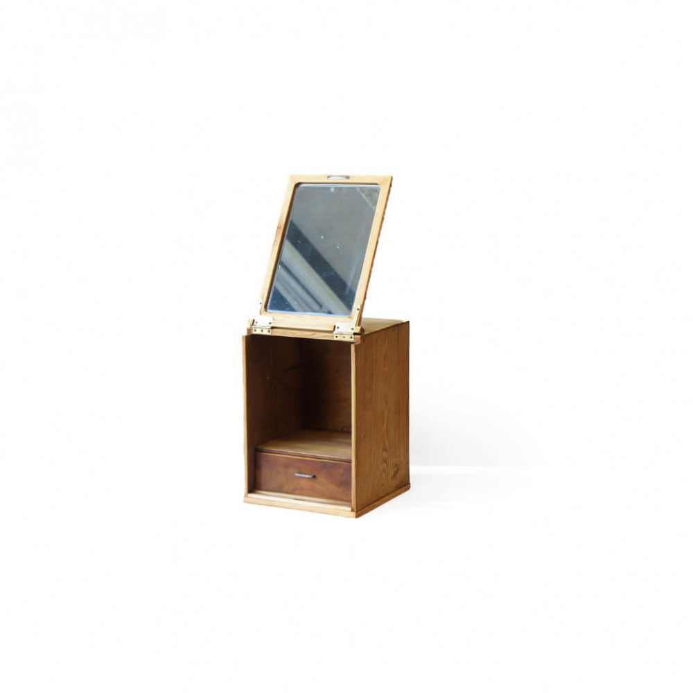 Japanese Retro Wooden Vanity Mirror Box/昭和レトロ 箱鏡 鏡台 化粧箱 ミラーボックス