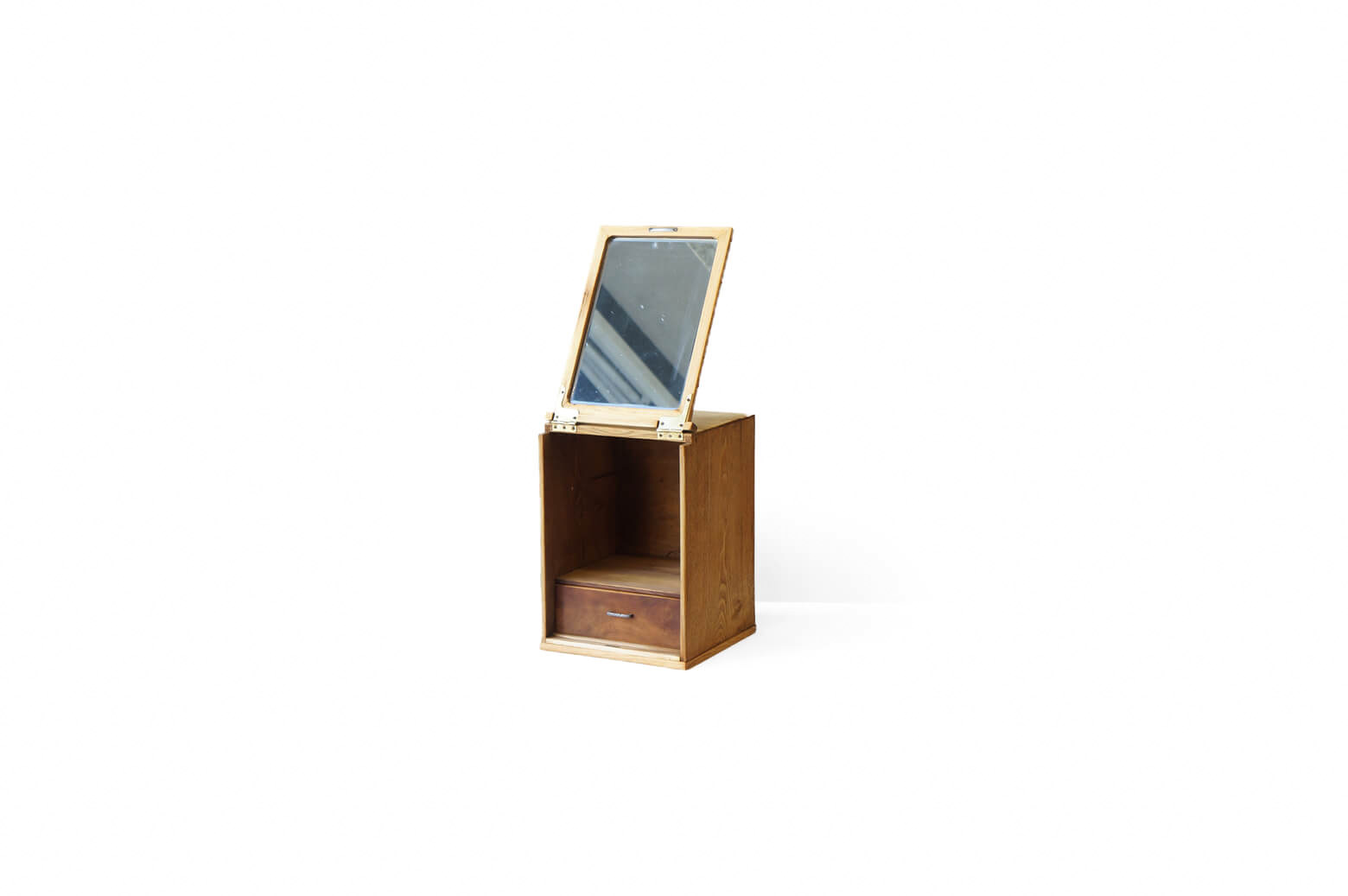 昭和レトロ 箱鏡 鏡台 化粧箱 ミラーボックス/Japanese Retro Wooden Vanity Mirror Box