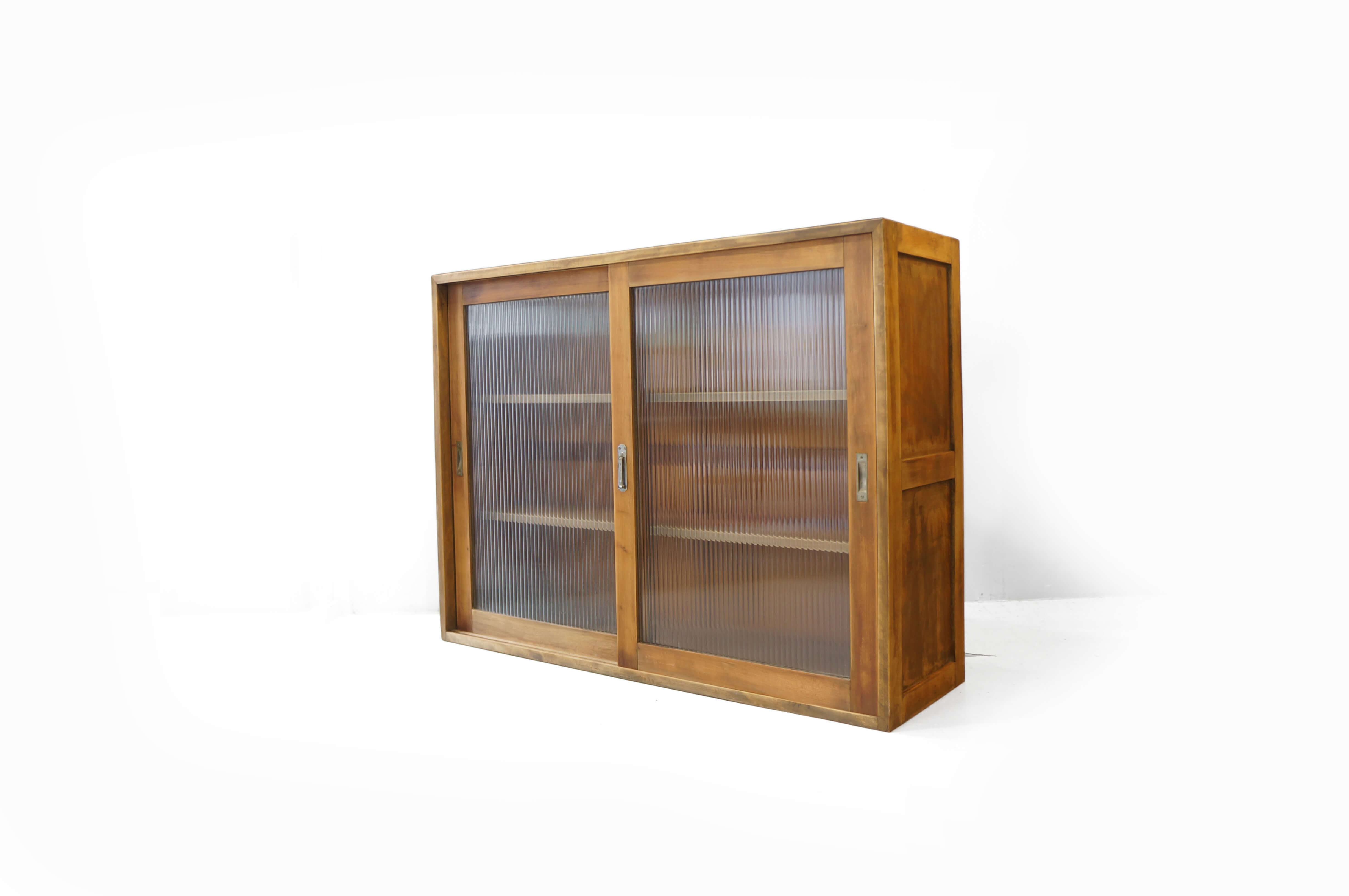 Antique Reeded Glass Case/アンティークモールガラス ケース 本棚 食器棚