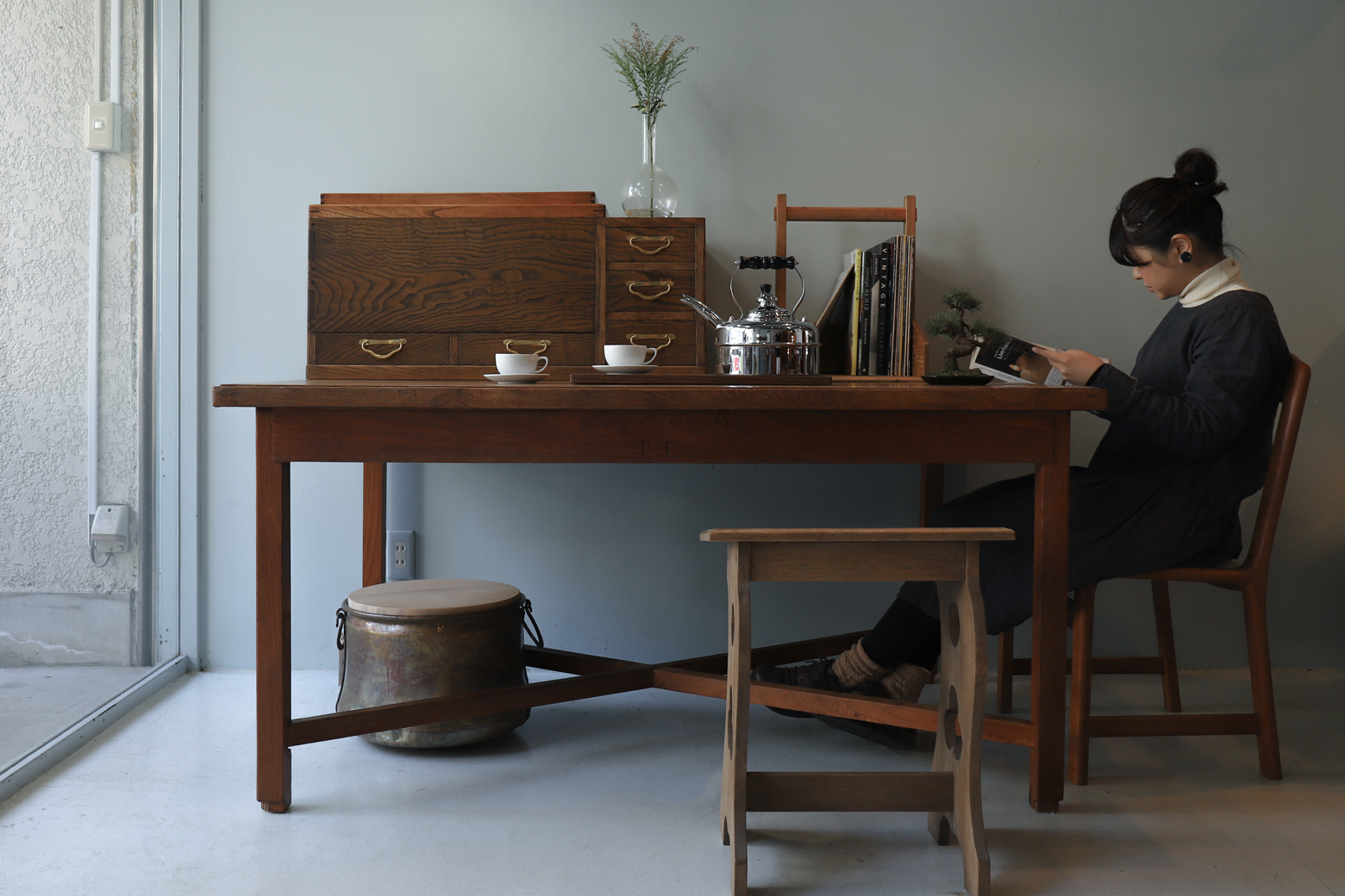 アンティーク ダイニングテーブル ワークデスク 無垢材 フレンチ シャビー/Europe Antique Solid Wood Dining  Table | FURUICHI/古一