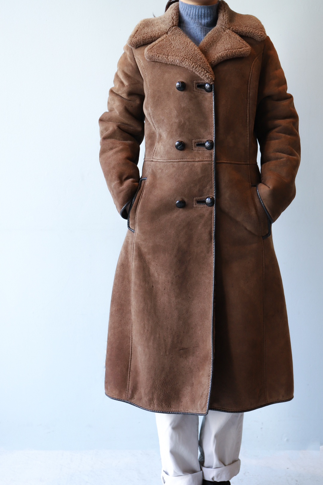 K&M Exclusive Mouton Coat Made in England/ムートンコート イギリス製 レディース ジャケット 古着 ファッション