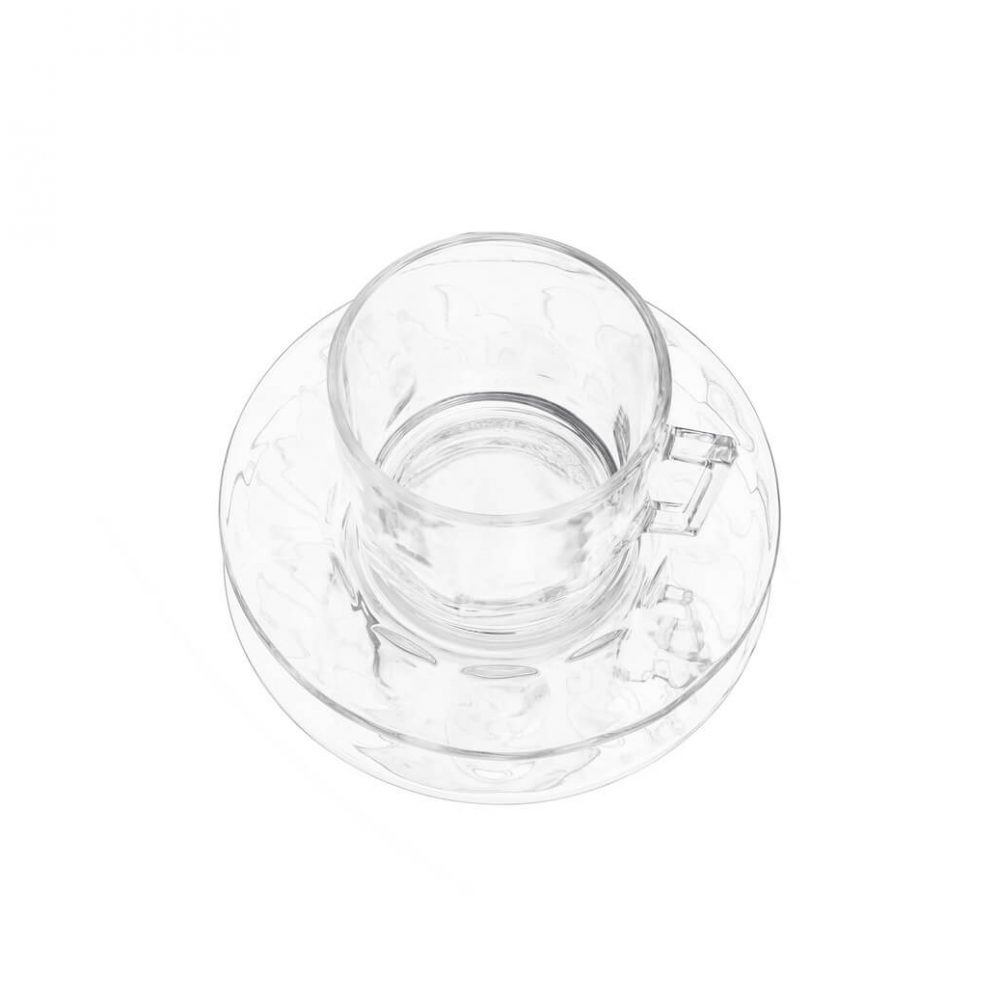 arcoroc Cup and Saucer Glass Ware Made In France/アルコロック カップ＆ソーサー ガラス フランス製 食器 レトロ 1