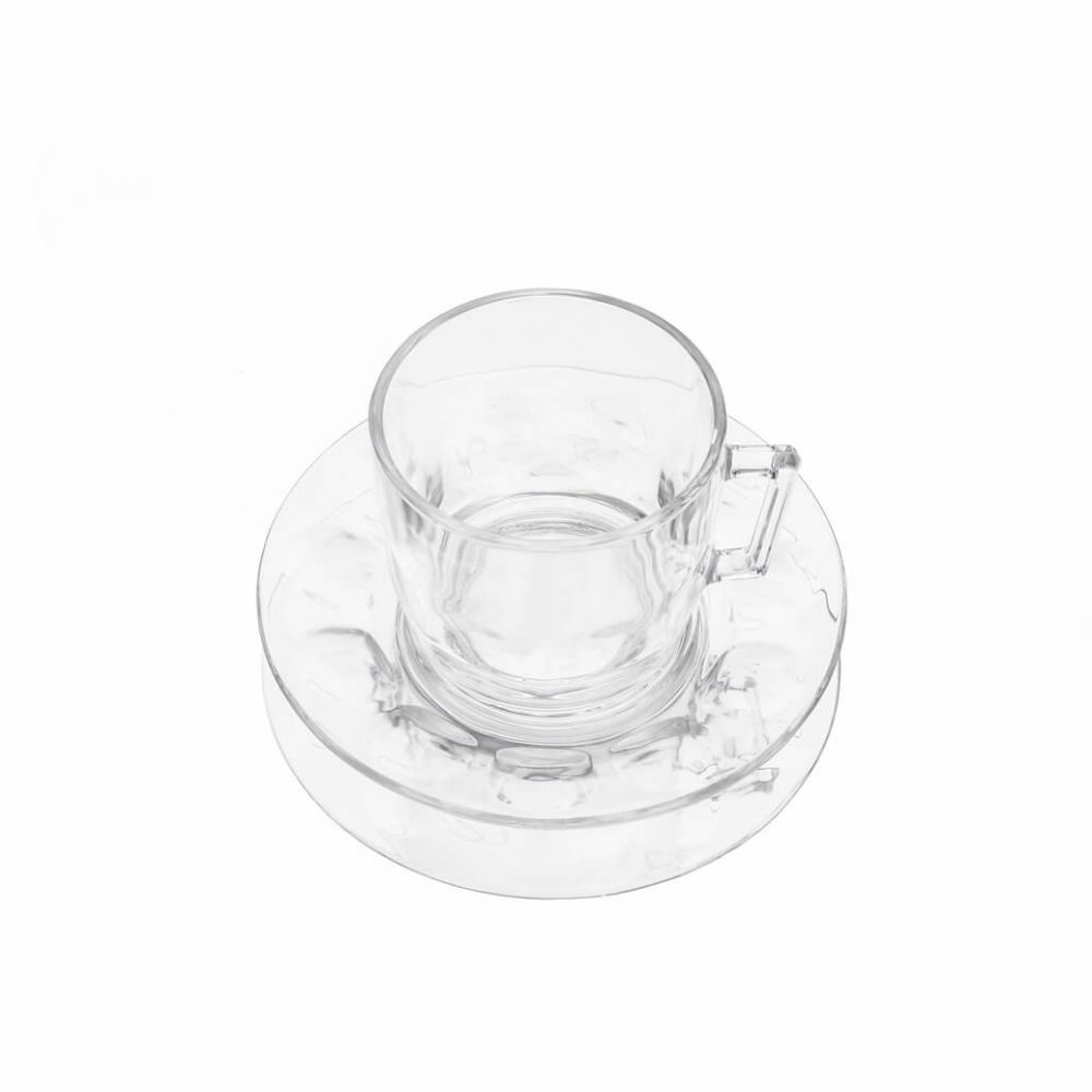 arcoroc Cup and Saucer Glass Ware Made In France/アルコロック カップ＆ソーサー ガラス フランス製 食器 レトロ 2