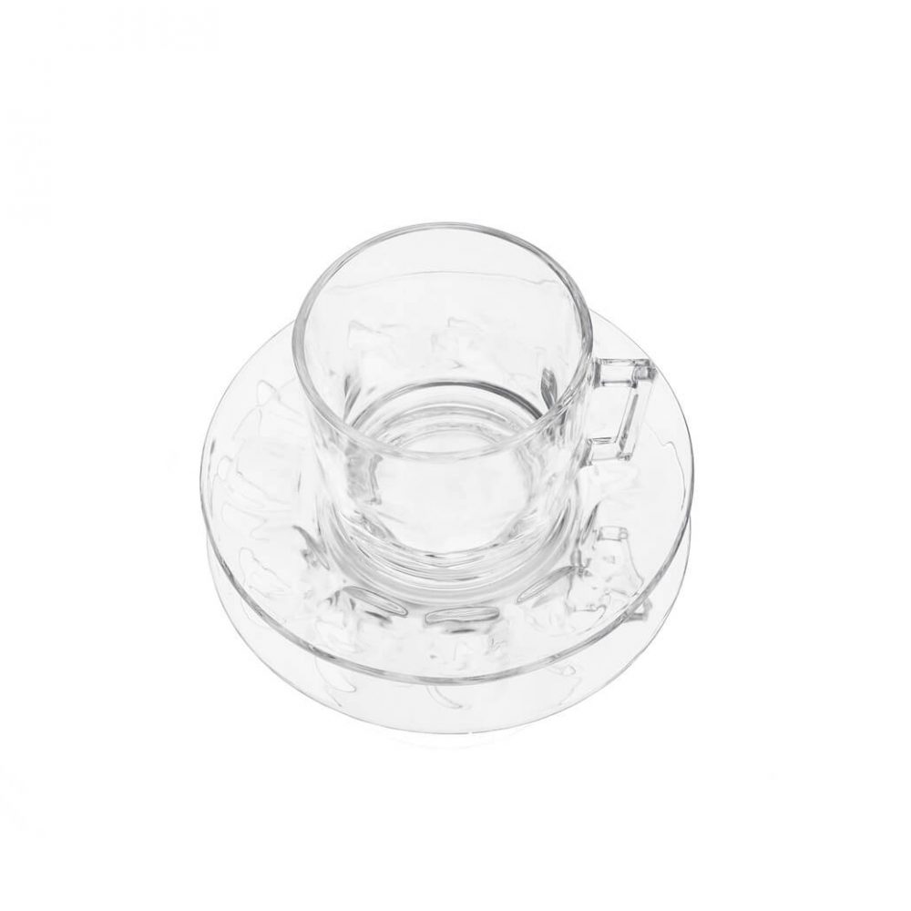arcoroc Cup and Saucer Glass Ware Made In France/アルコロック カップ＆ソーサー ガラス フランス製 食器 レトロ 3