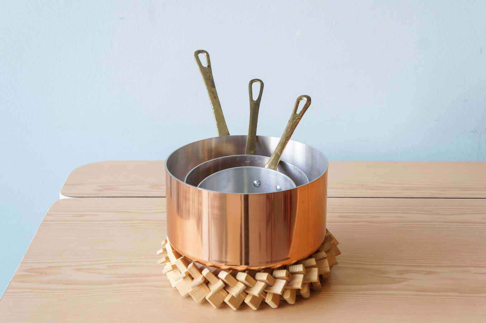 フランス製 銅製 片手鍋 セット フライパン キッチン雑貨 レトロ/Les