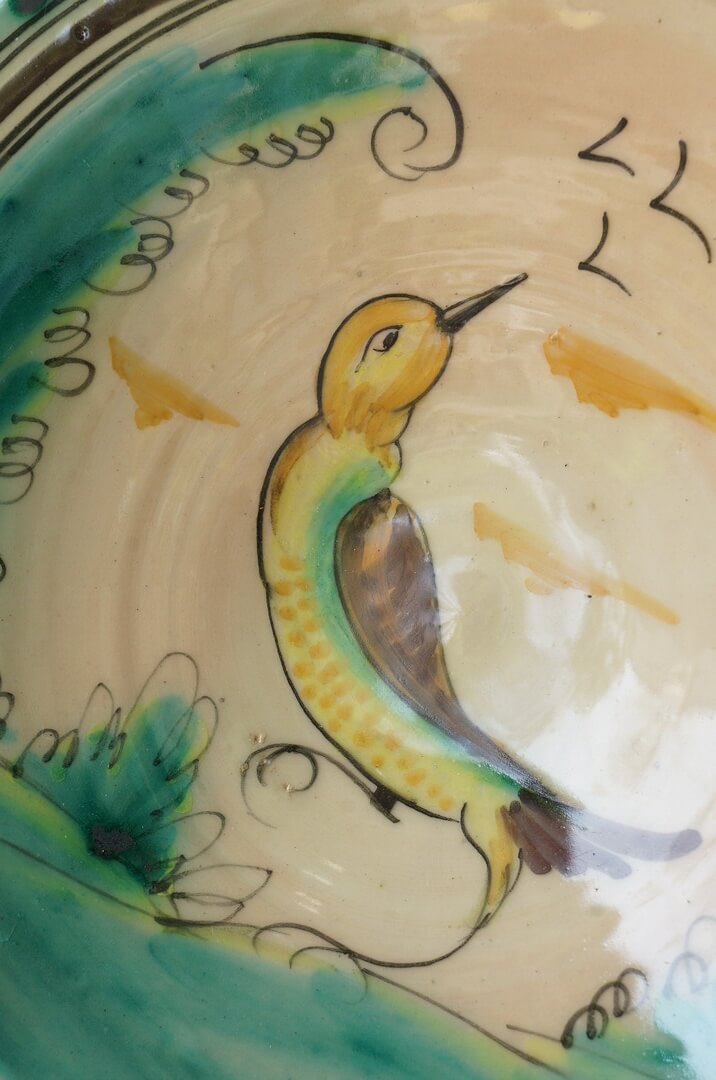Spanish El Puente Del Arzobispo Pottery Wall Plate Bird/スペイン ウォールプレート ハンドペイント 陶器 絵皿 工芸品 鳥