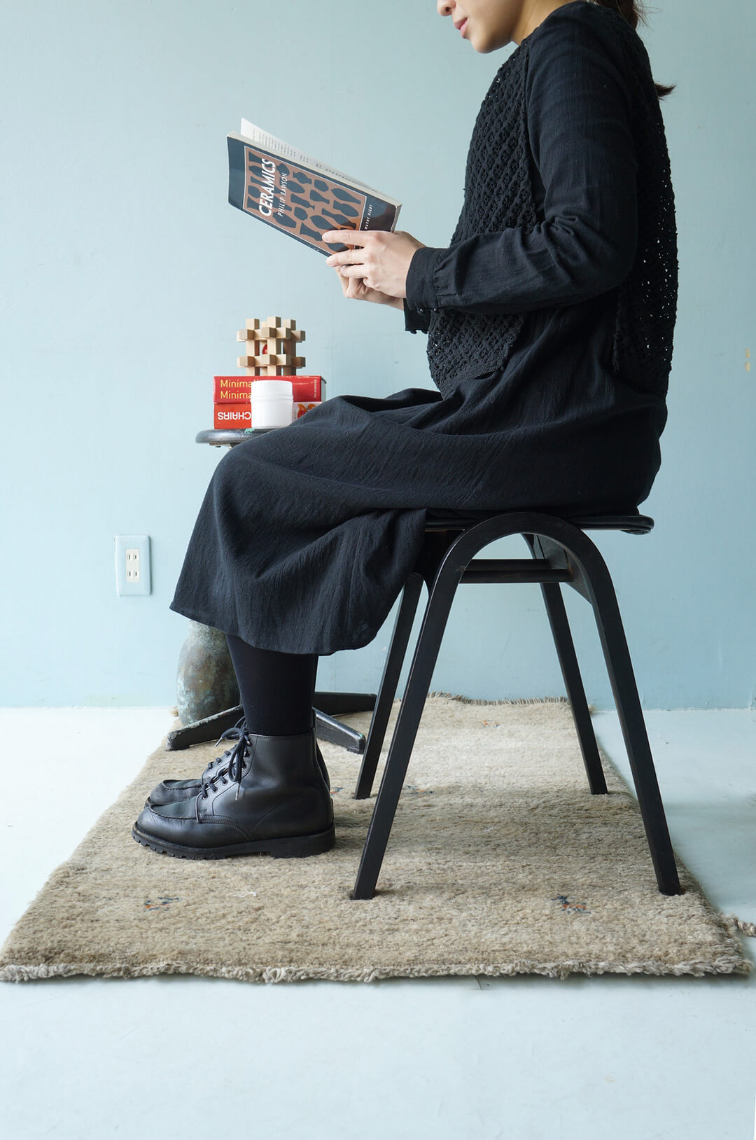 Akita Mokko Stacking Stool No.202 designed by Kenmochi Isamu/秋田木工 スタッキングスツール 剣持勇デザイン ジャパニーズモダン ブラック