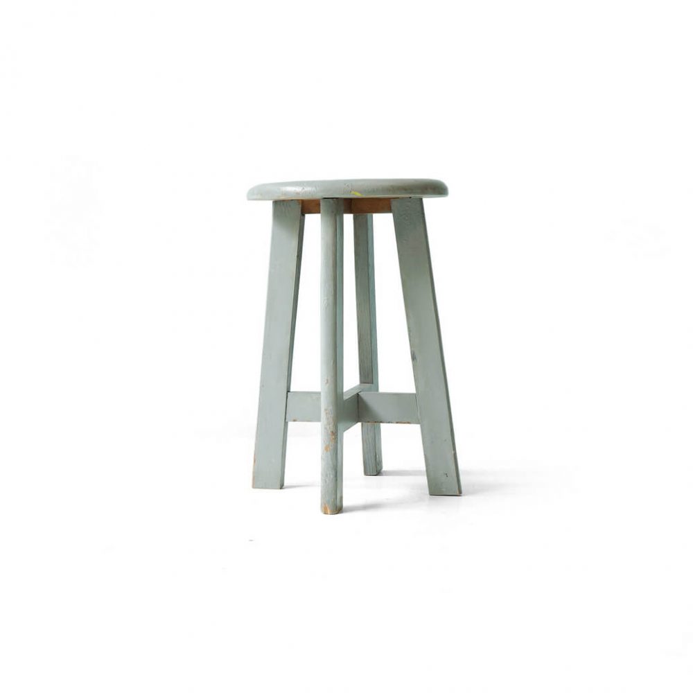 Vintage Round Atelier Stool Painted Gray/ヴィンテージ ラウンドアトリエスツール 丸椅子 グレーペイント シャビーシック 1