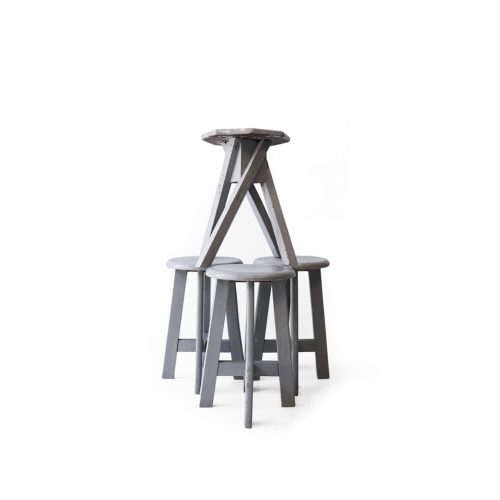 Vintage Atelier Stool Painted Gray/ヴィンテージ アトリエスツール 丸椅子 グレーペイント シャビーシック