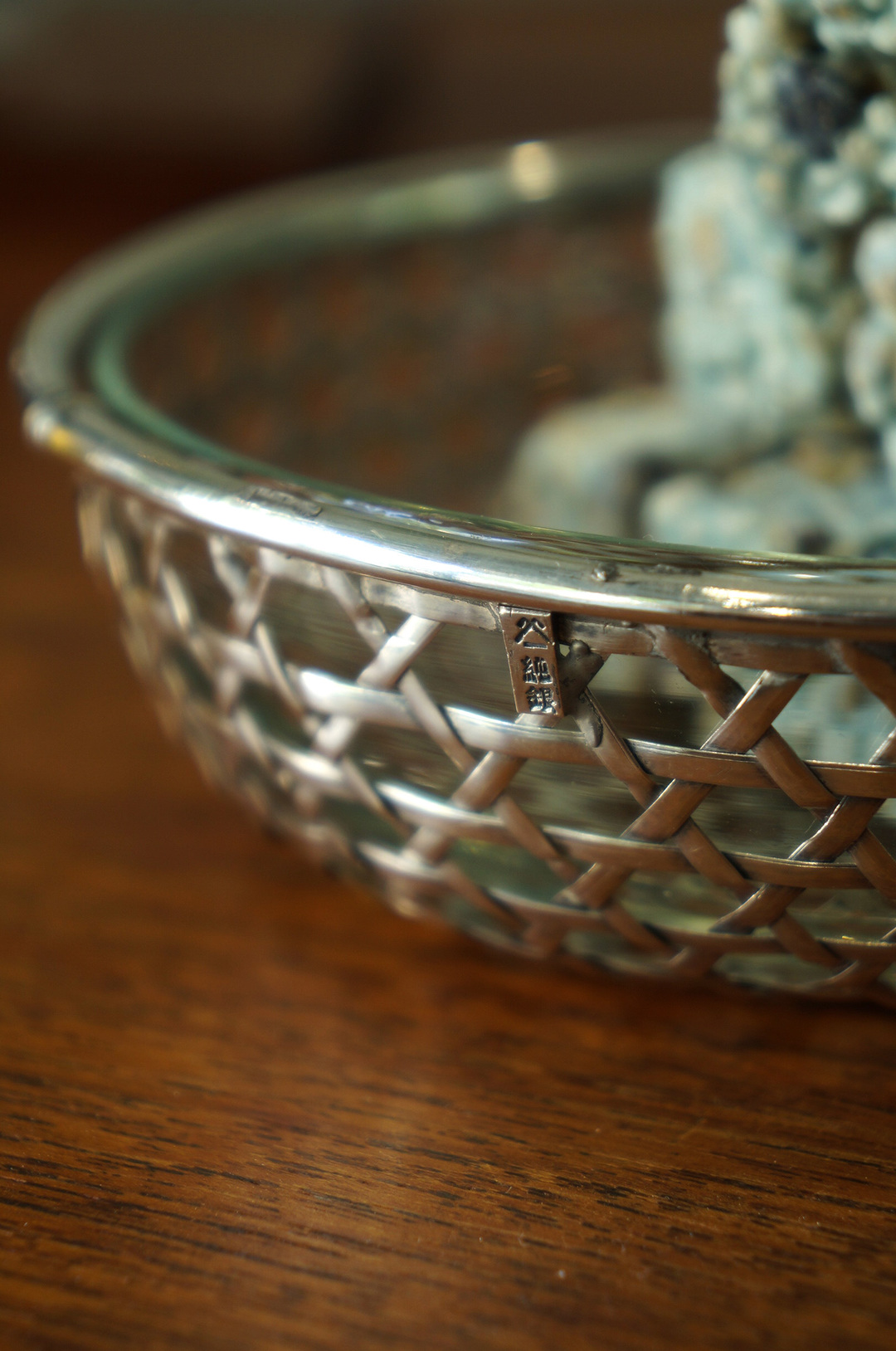 Japanese Antique Silver Confectionery Bowl/純銀製 菓子器 籠目模様 ボウル 銀製品 骨董品 古道具