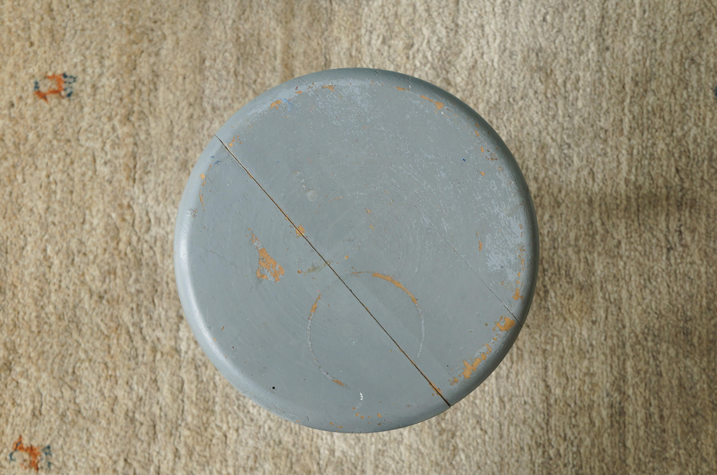 Vintage Round Atelier Stool Painted Gray/ヴィンテージ ラウンドアトリエスツール 丸椅子 グレーペイント シャビーシック 2