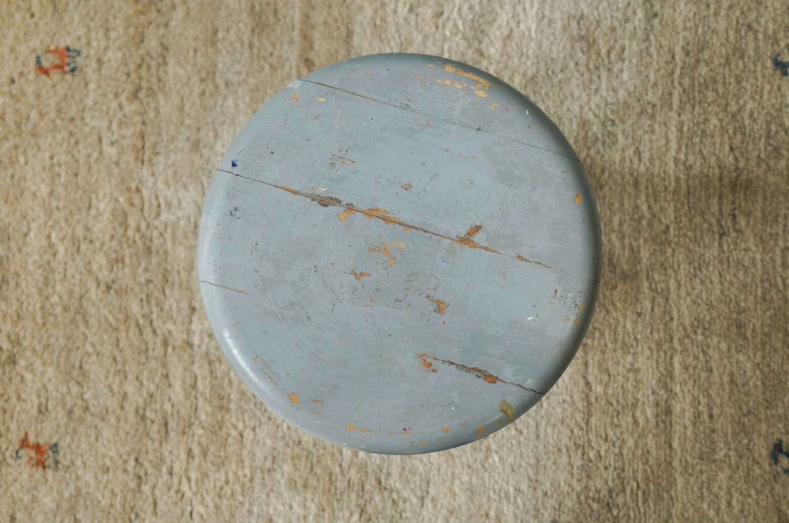 Vintage Round Atelier Stool Painted Gray/ヴィンテージ ラウンドアトリエスツール 丸椅子 グレーペイント シャビーシック 3