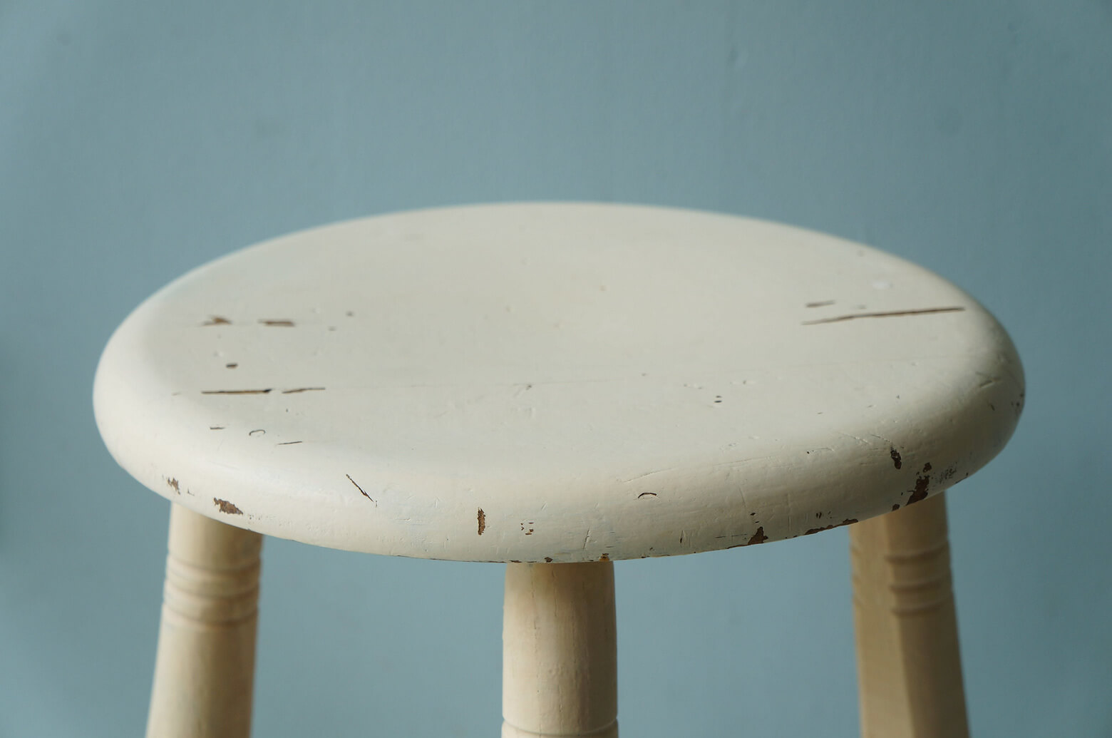 Vintage Round Stool Painted White/ヴィンテージ スツール ホワイトペイント シャビーシック アンティーク 丸椅子