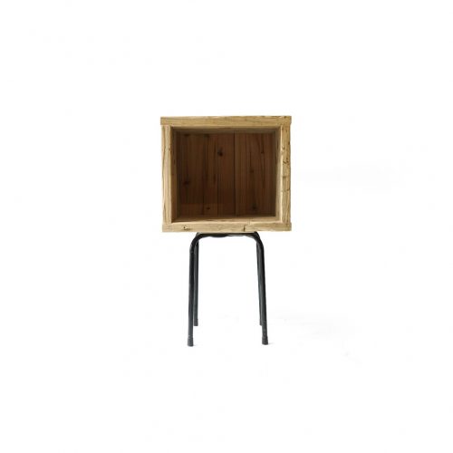 Pine Wood Box With Iron Leg/ウッドボックス パイン材 アイアン ディスプレイ ラック インダストリアル 2