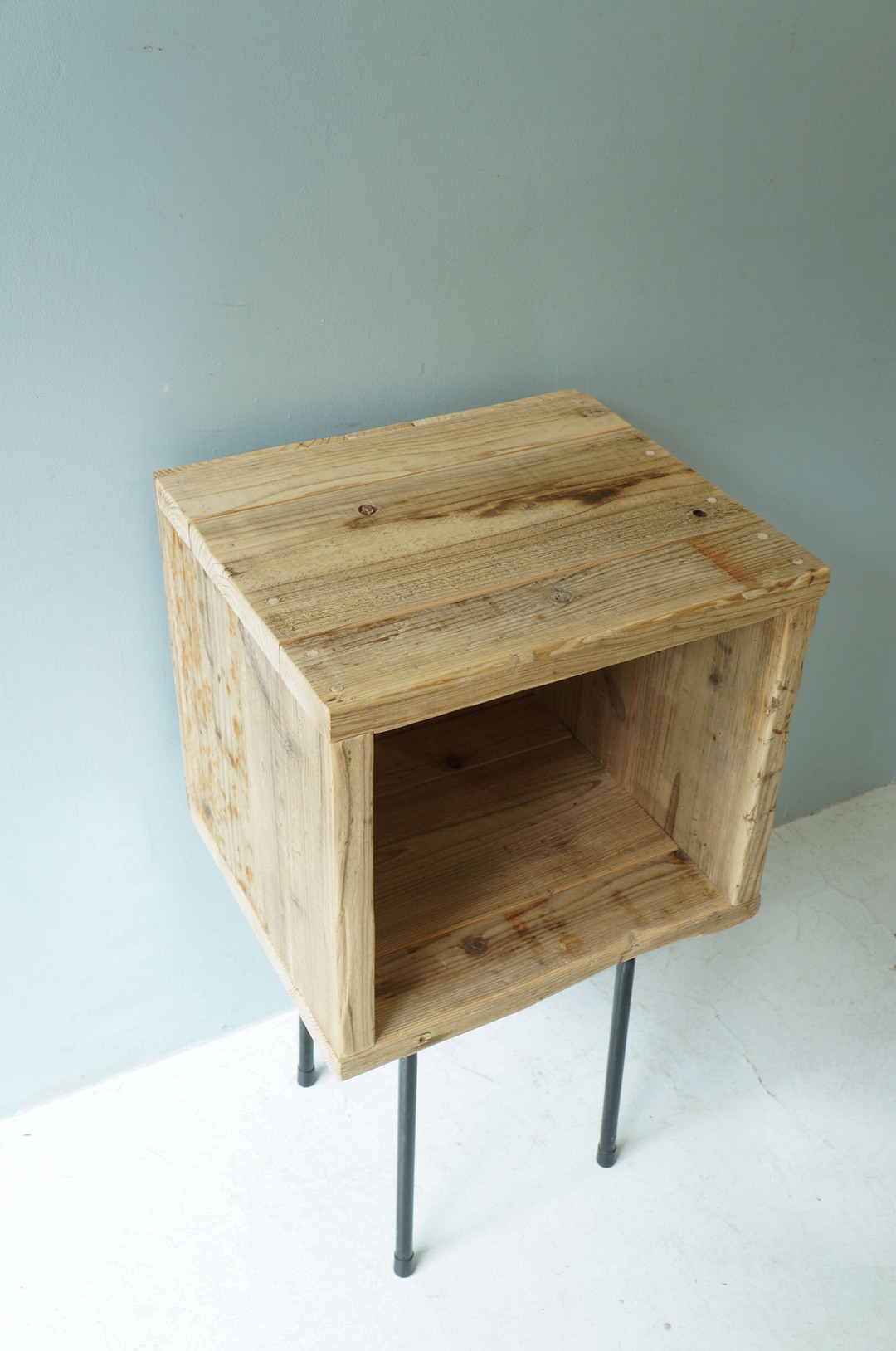 Pine Wood Box With Iron Leg/ウッドボックス パイン材 アイアン ディスプレイ ラック インダストリアル 2