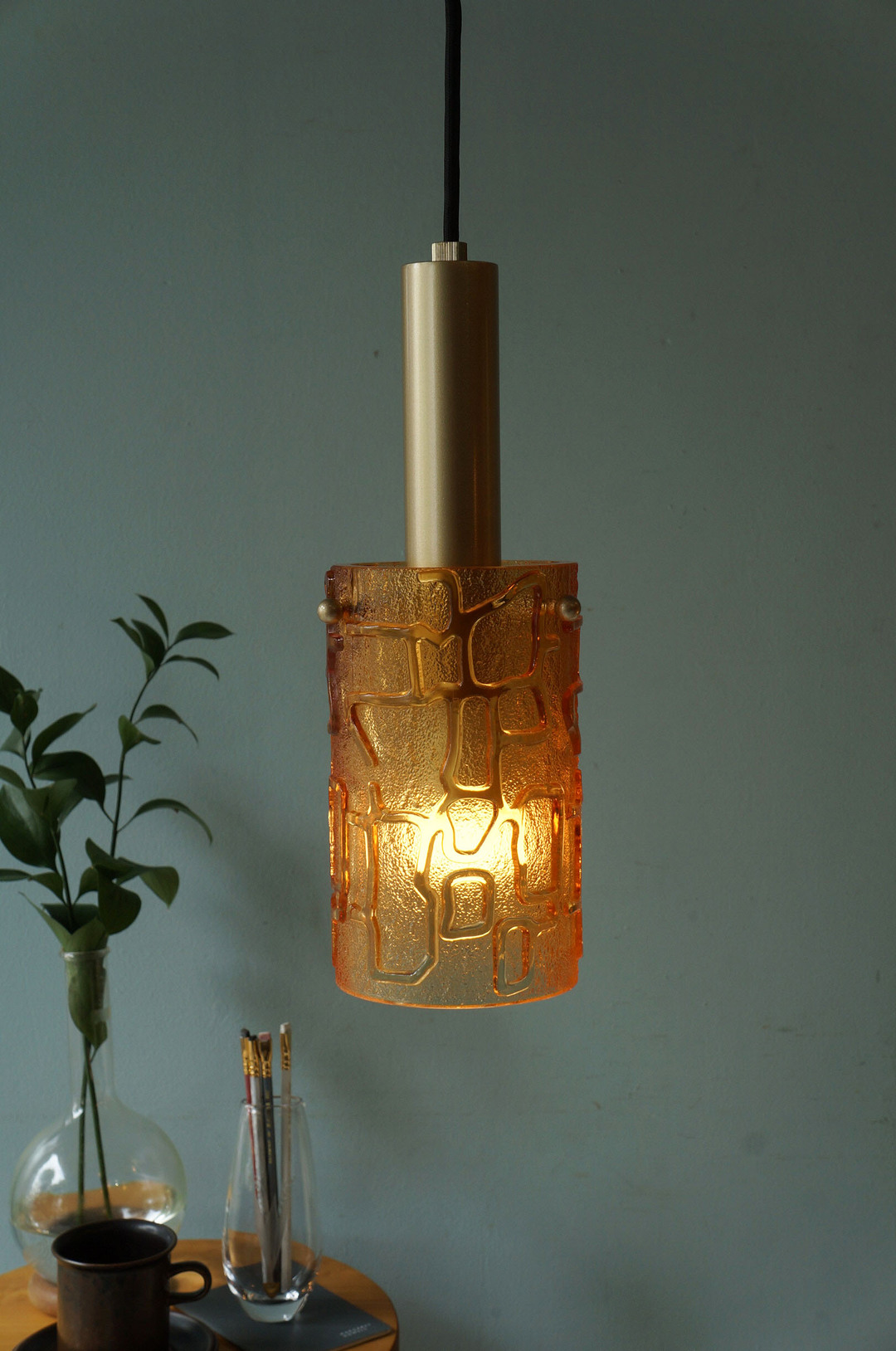 Scandinavian Vintage Style Amber Glass Pendant Light/アンバーガラス ペンダントライト 北欧モダン 照明 レトロ ヴィンテージスタイル