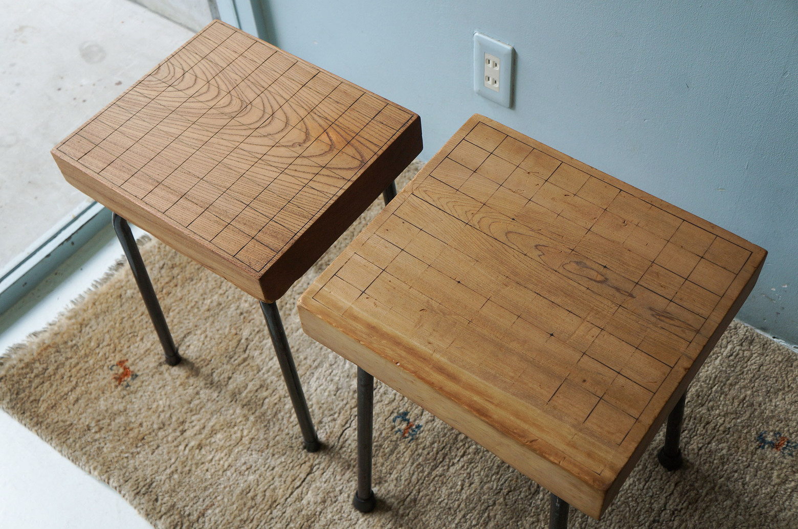 Japanse Shogi Board Side Table/将棋盤 サイドテーブル スツール リメイク 花台 インテリア インダストリアルモダン
