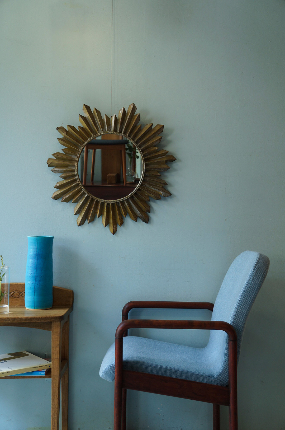 Midcentury Vintage Sunburst Wall Mirror/ミッドセンチュリー ヴィンテージ サンバースト ウォールミラー 壁掛け鏡 インテリア