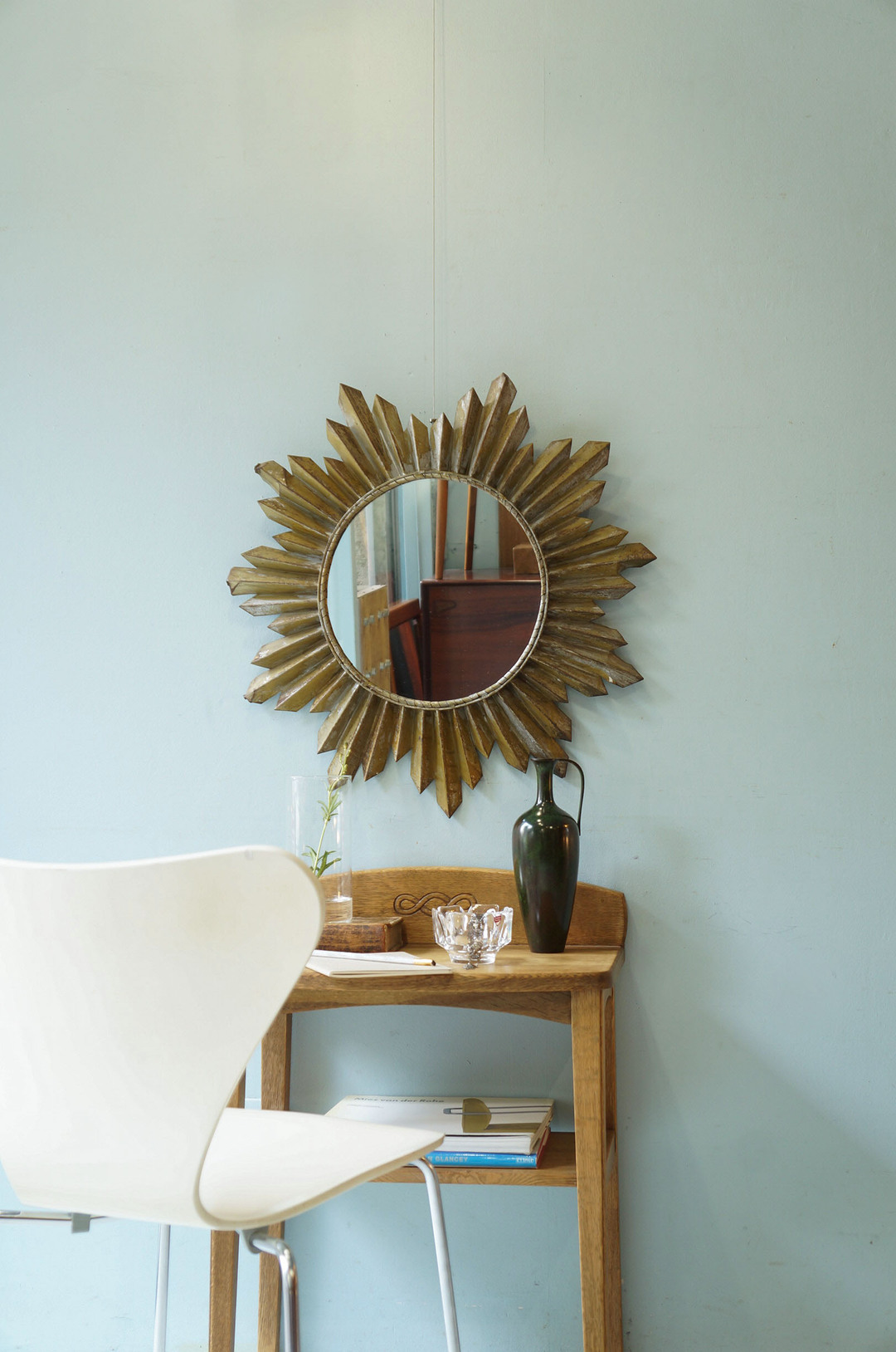 Midcentury Vintage Sunburst Wall Mirror/ミッドセンチュリー ヴィンテージ サンバースト ウォールミラー 壁掛け鏡 インテリア