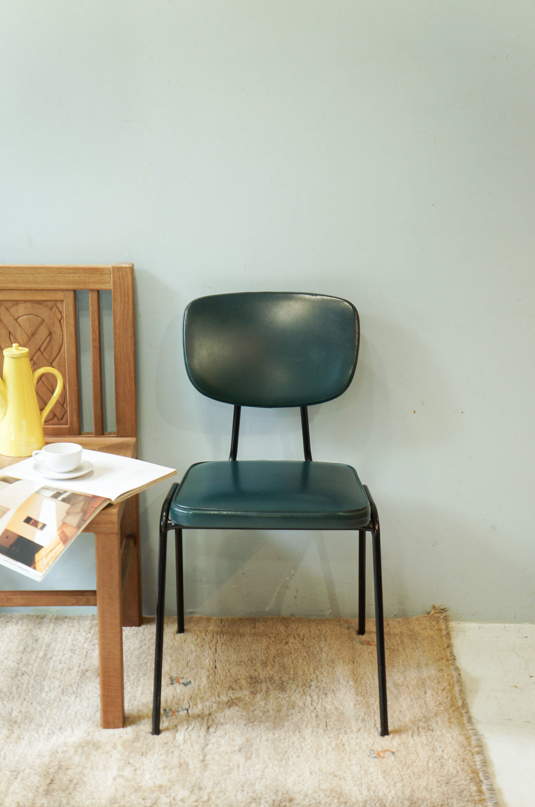 Dutch Vintage Dining Chair Steel Pipe x Vinyl Leather/オランダヴィンテージ ダイニングチェア スチール ビニールレザー 椅子 インダストリアル