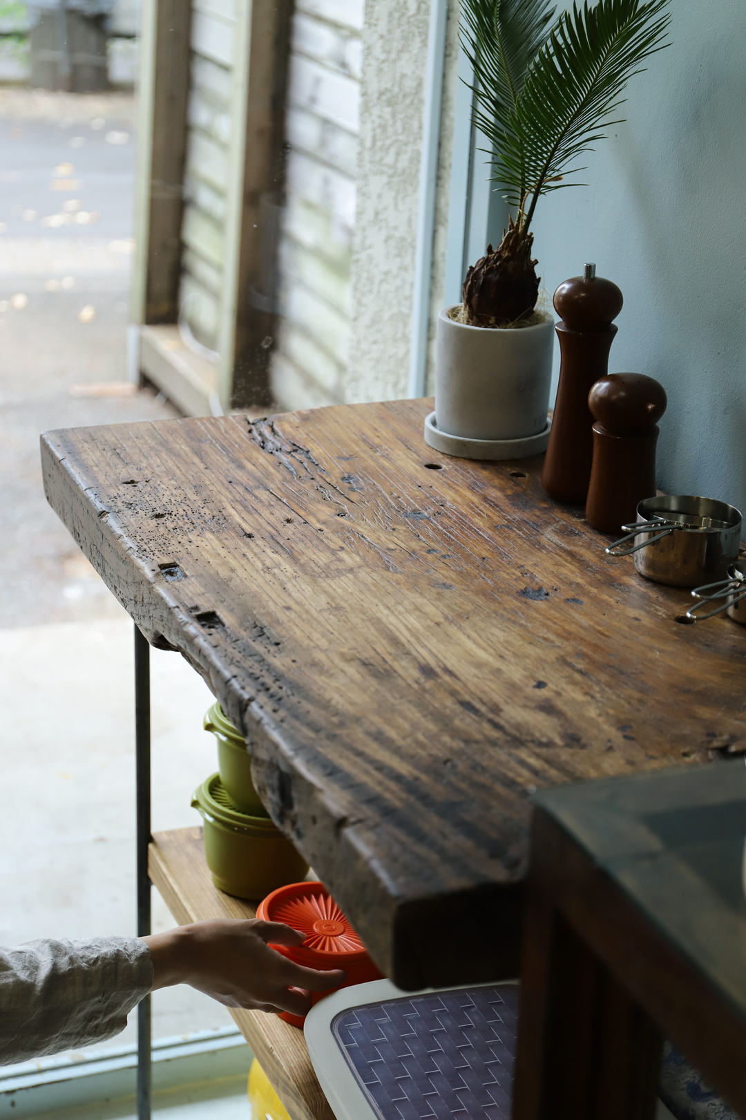 Vintage Solid Wood Counter Table/ヴィンテージ 一枚板 カウンターテーブル デスク 作業台 インダストリアル