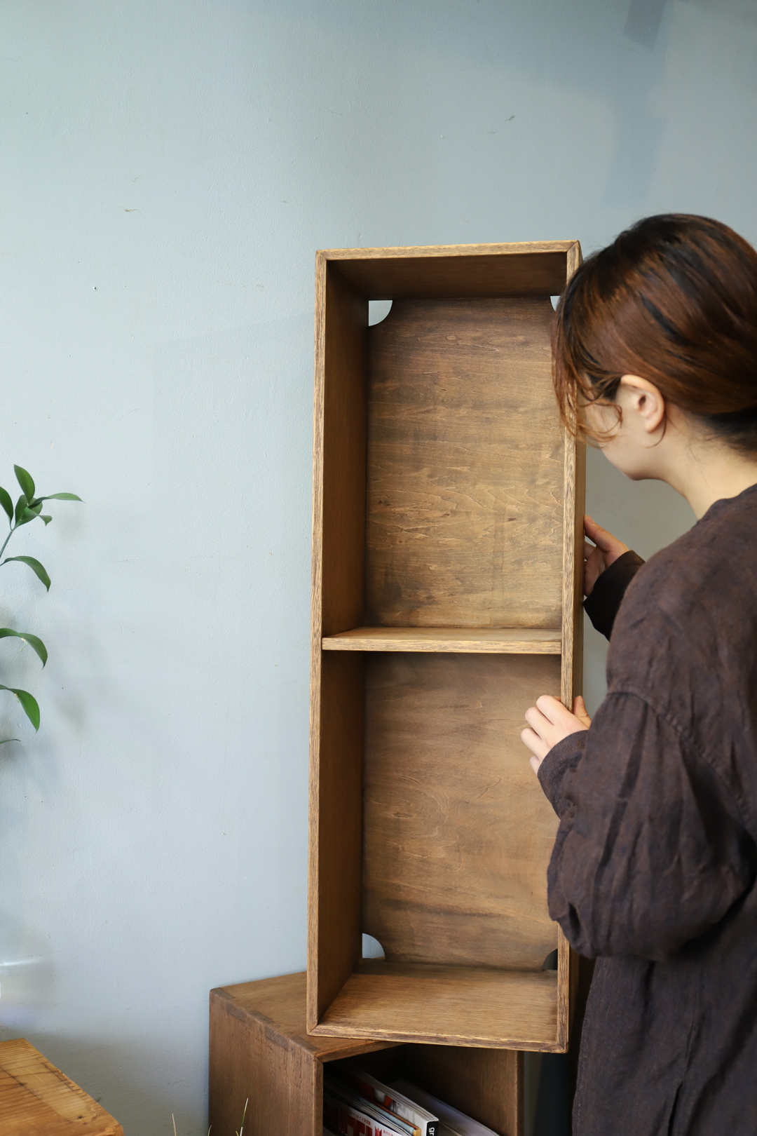 Japanese Vintage Wooden Box Shelf/ジャパンヴィンテージ ボックスシェルフ 木箱 収納ボックス レトロ シャビー