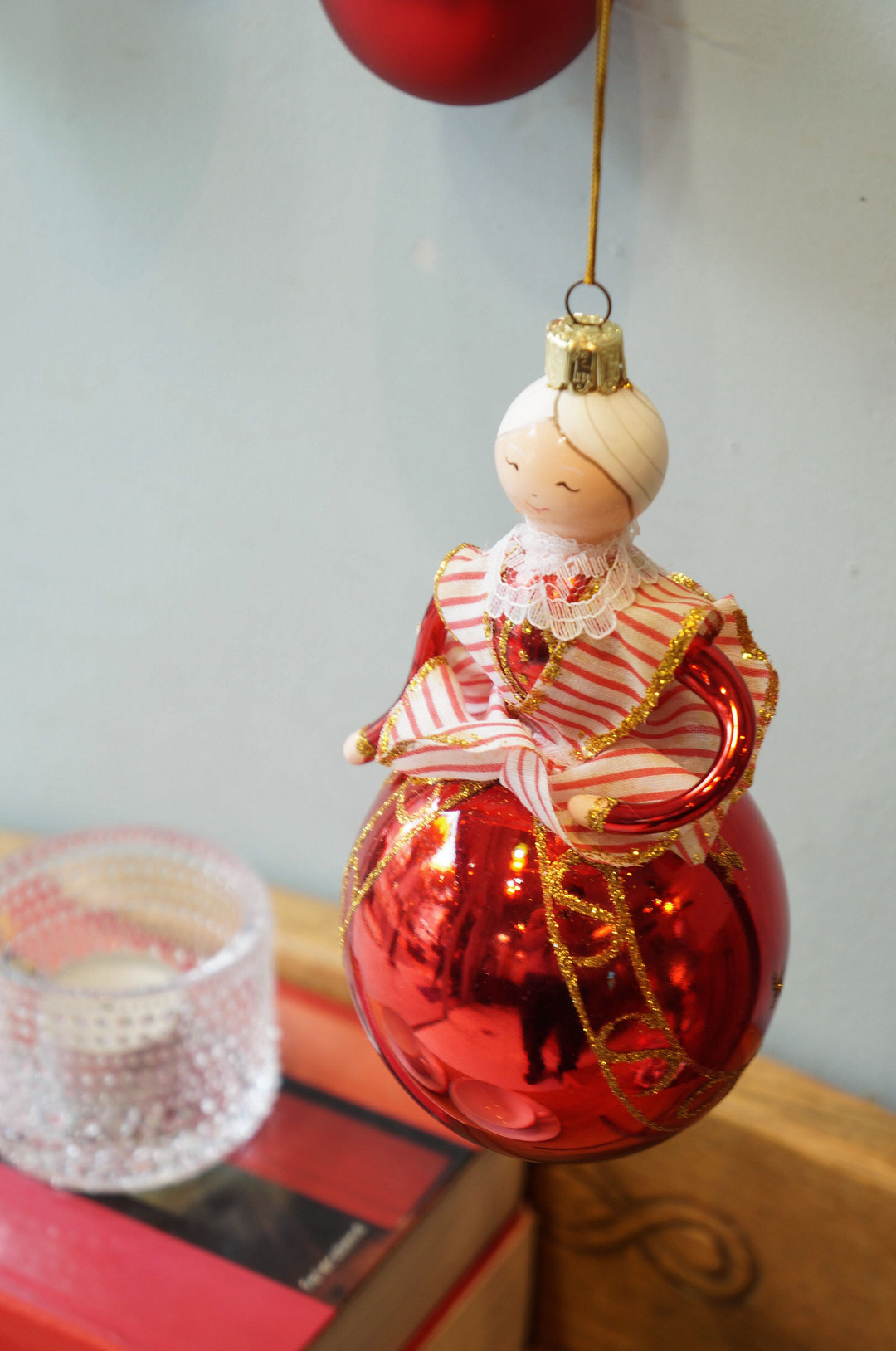 Blown Glass Christmas Ornament Doll/クリスマスオーナメント 吹きガラス レトロ 人形 赤い衣装の貴婦人 2