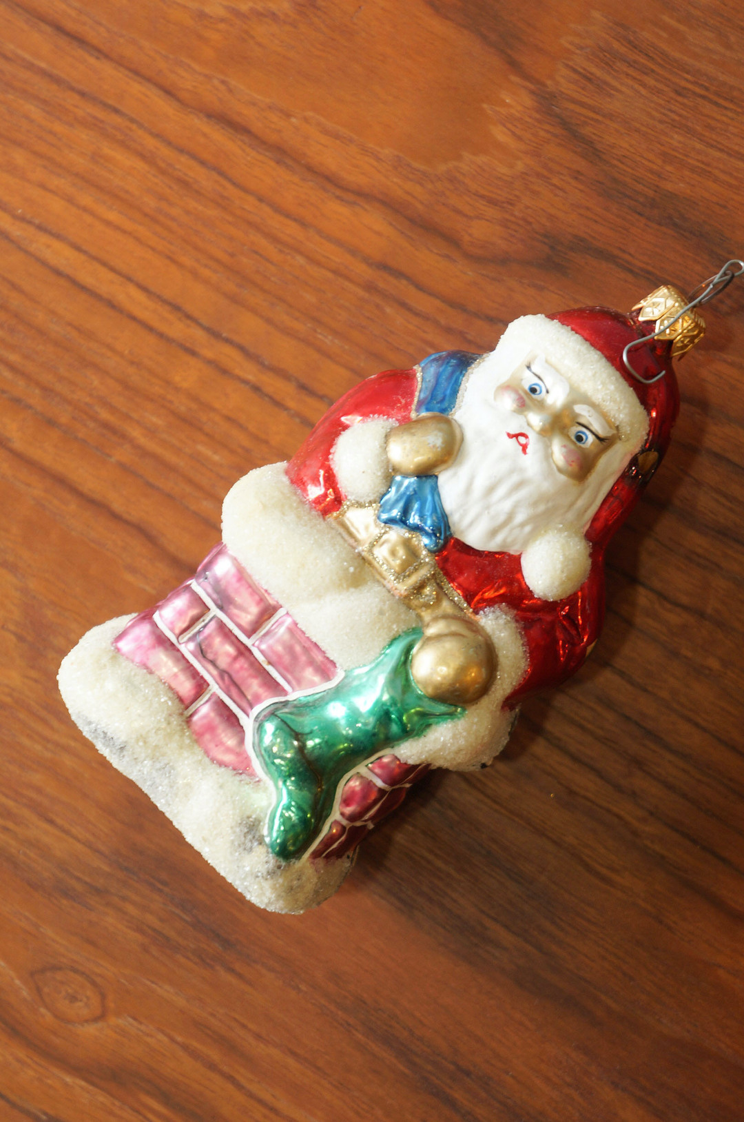 Blown Glass Christmas Ornament Doll/クリスマスオーナメント 吹きガラス レトロ 人形 サンタと煙突 8