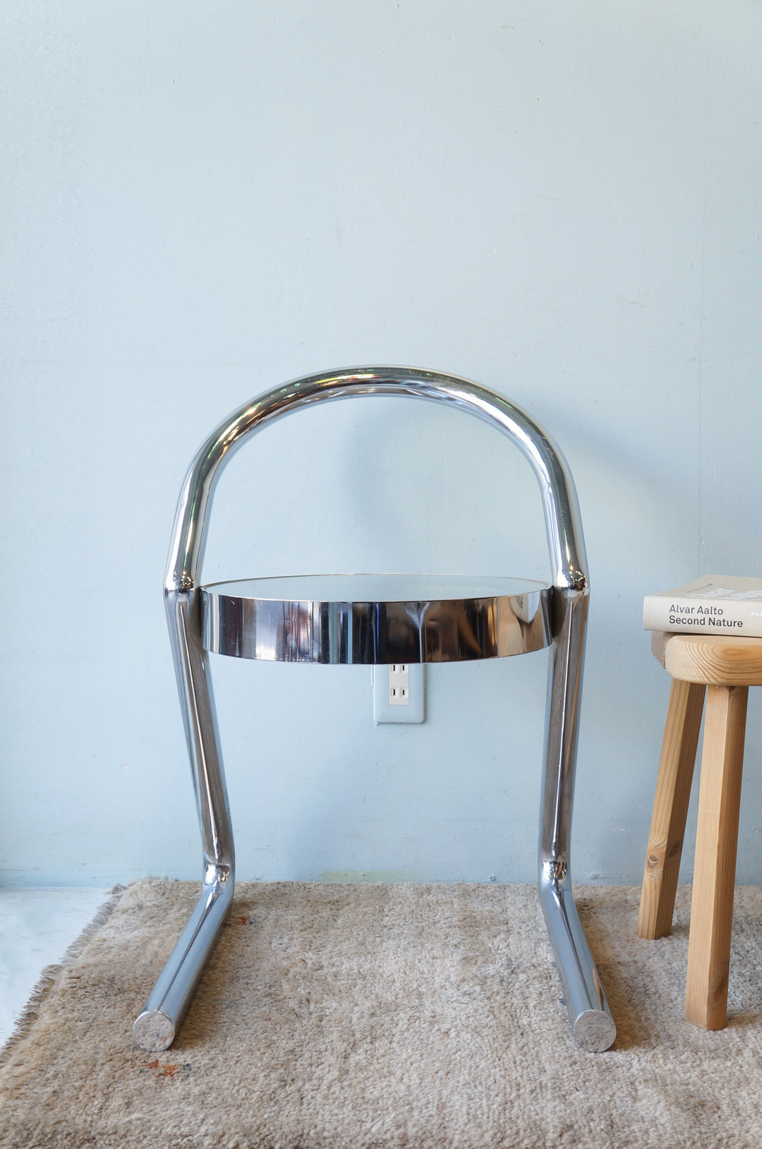 Post Modern Style Glass Chrome Chair/ガラストップチェア 椅子 ポストモダン イタリアンモダン ミッドセンチュリーモダン 1