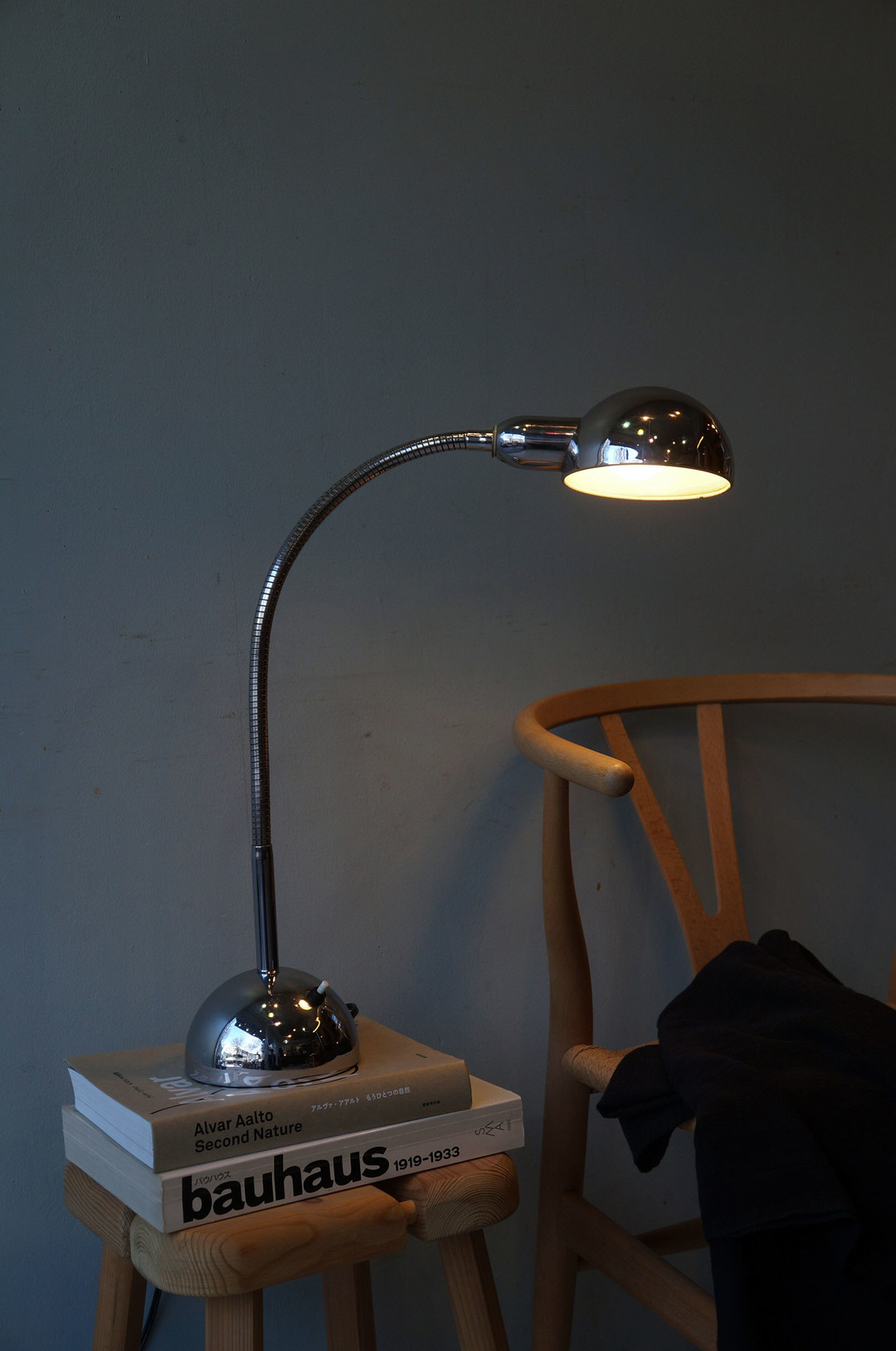 France Vintage Silver Gooseneck Lamp/フランスヴィンテージ シルバー グースネック デスクランプ 照明 ミッドセンチュリーモダン インテリア