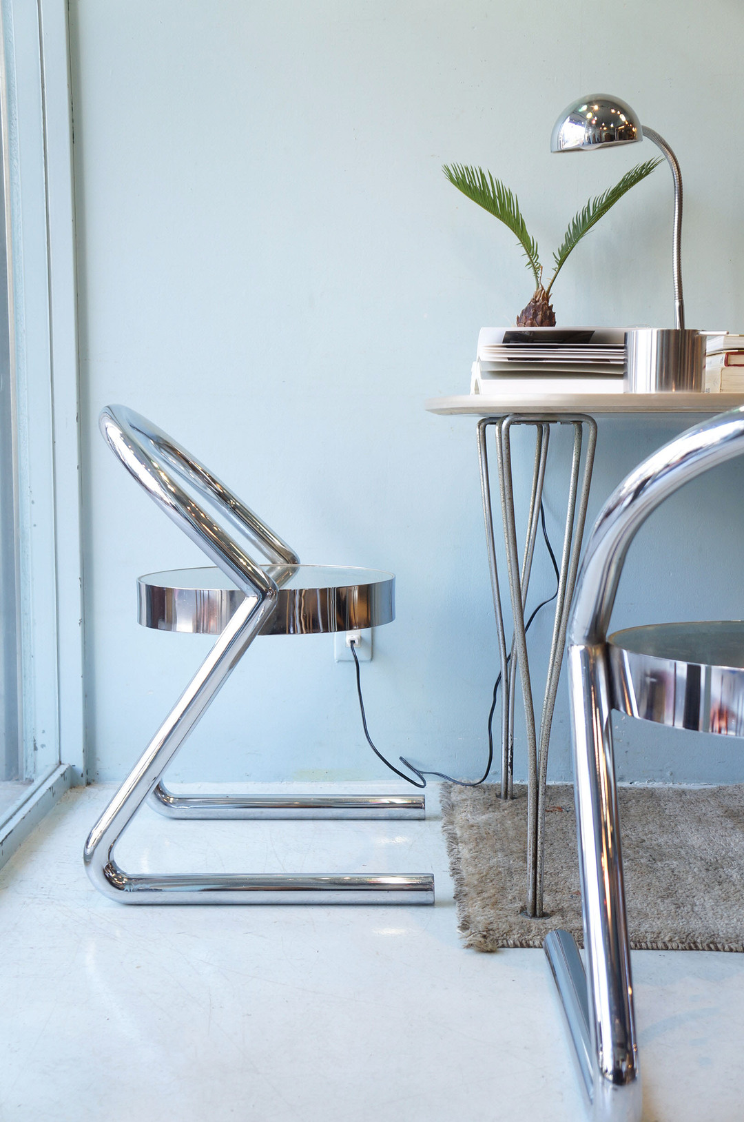 Post Modern Style Glass Chrome Chair/ガラスチェア 椅子 ポストモダン イタリアンモダン ミッドセンチュリーモダン