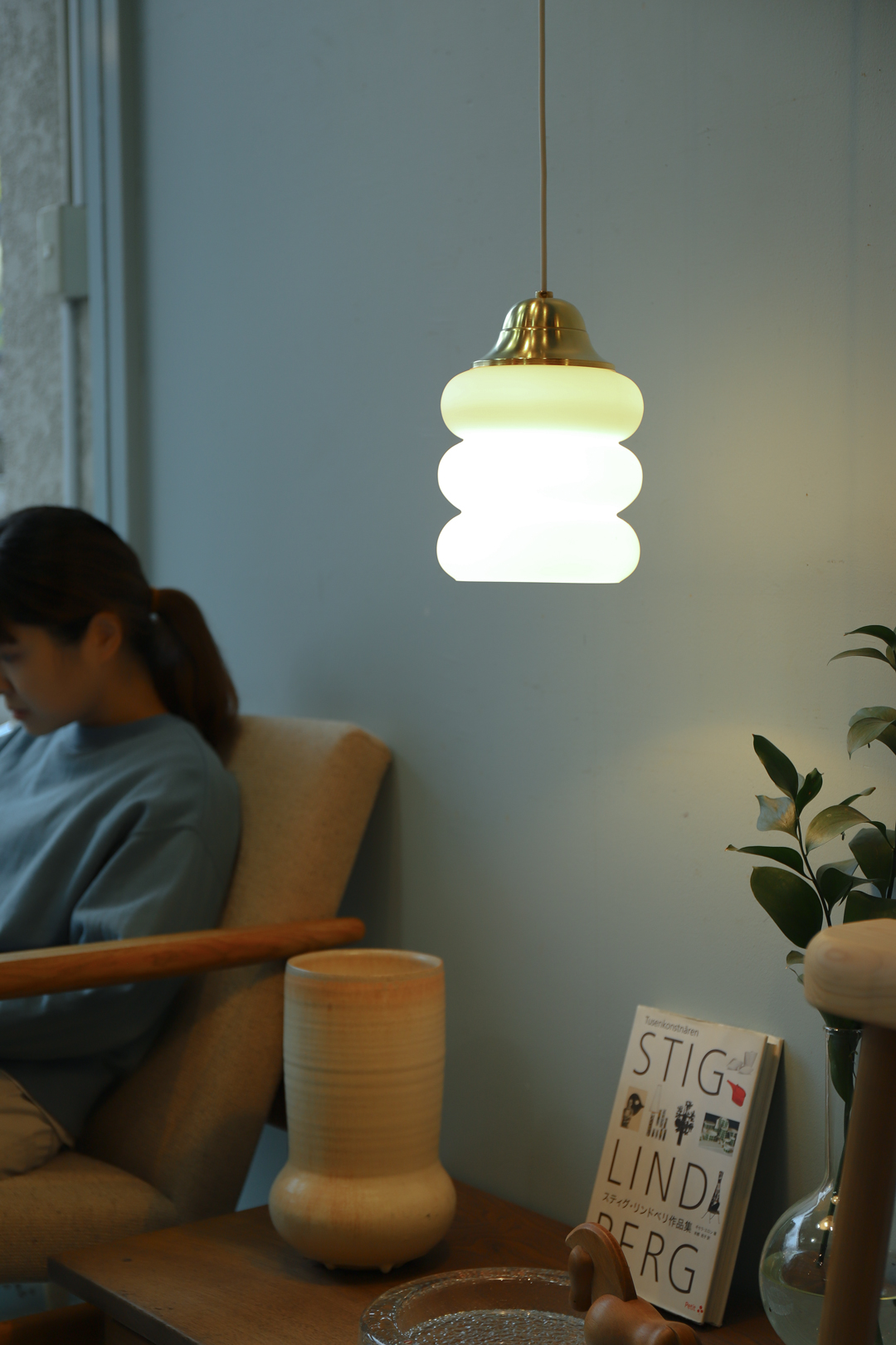 デンマークヴィンテージ ペンダントライト ガラスシェード ミッドセンチュリー 北欧モダン 間接照明/Danish Vintage Frosted  Glass Shade Pendant Light | FURUICHI/古一