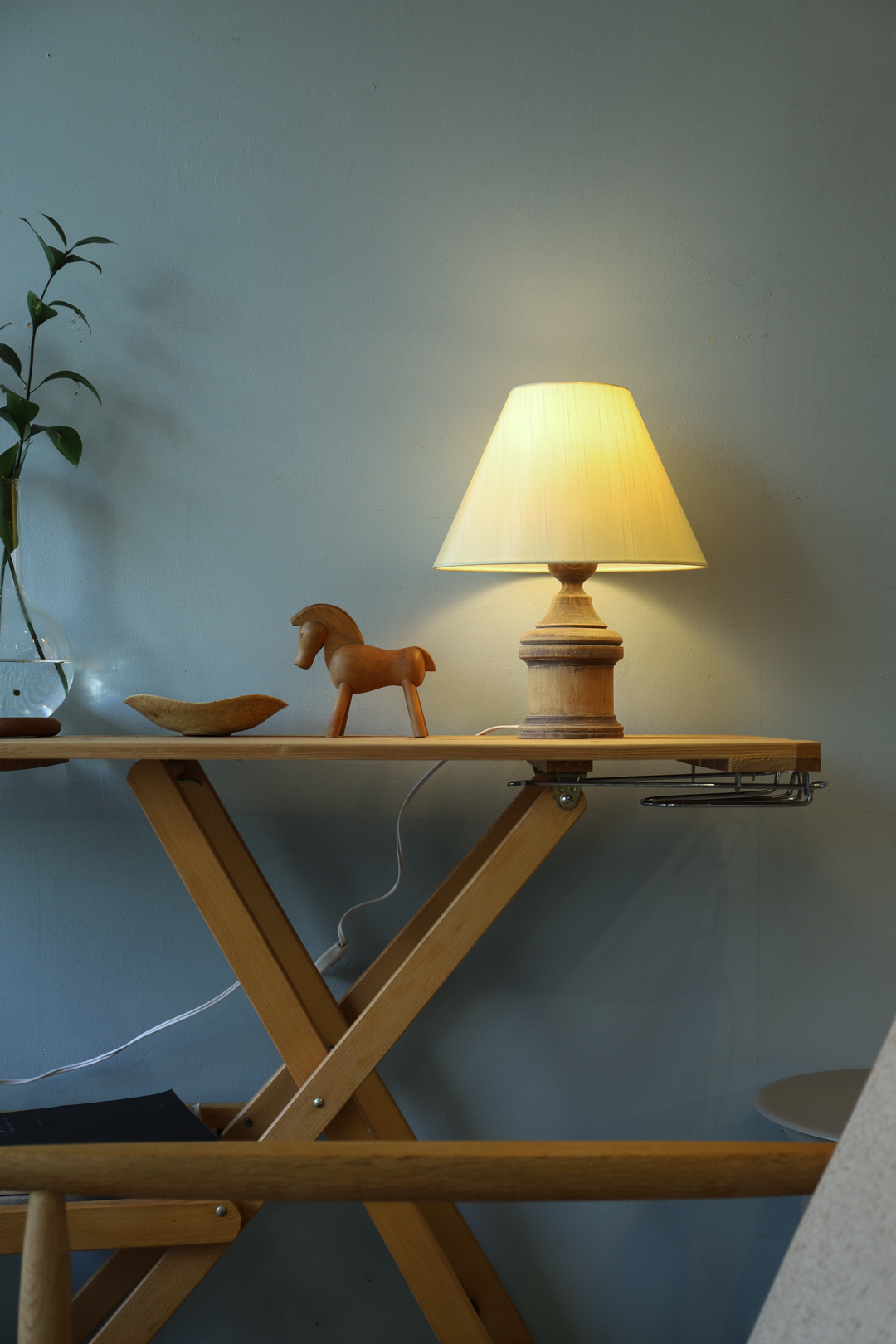 Antique Oakwood Table Lamp/アンティーク テーブルランプ オーク材 間接照明 シャビー インテリア
