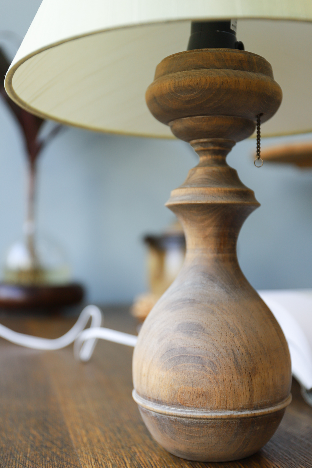 Antique Oakwood Table Lamp/アンティーク テーブルランプ オーク材 間接照明 シャビー インテリア