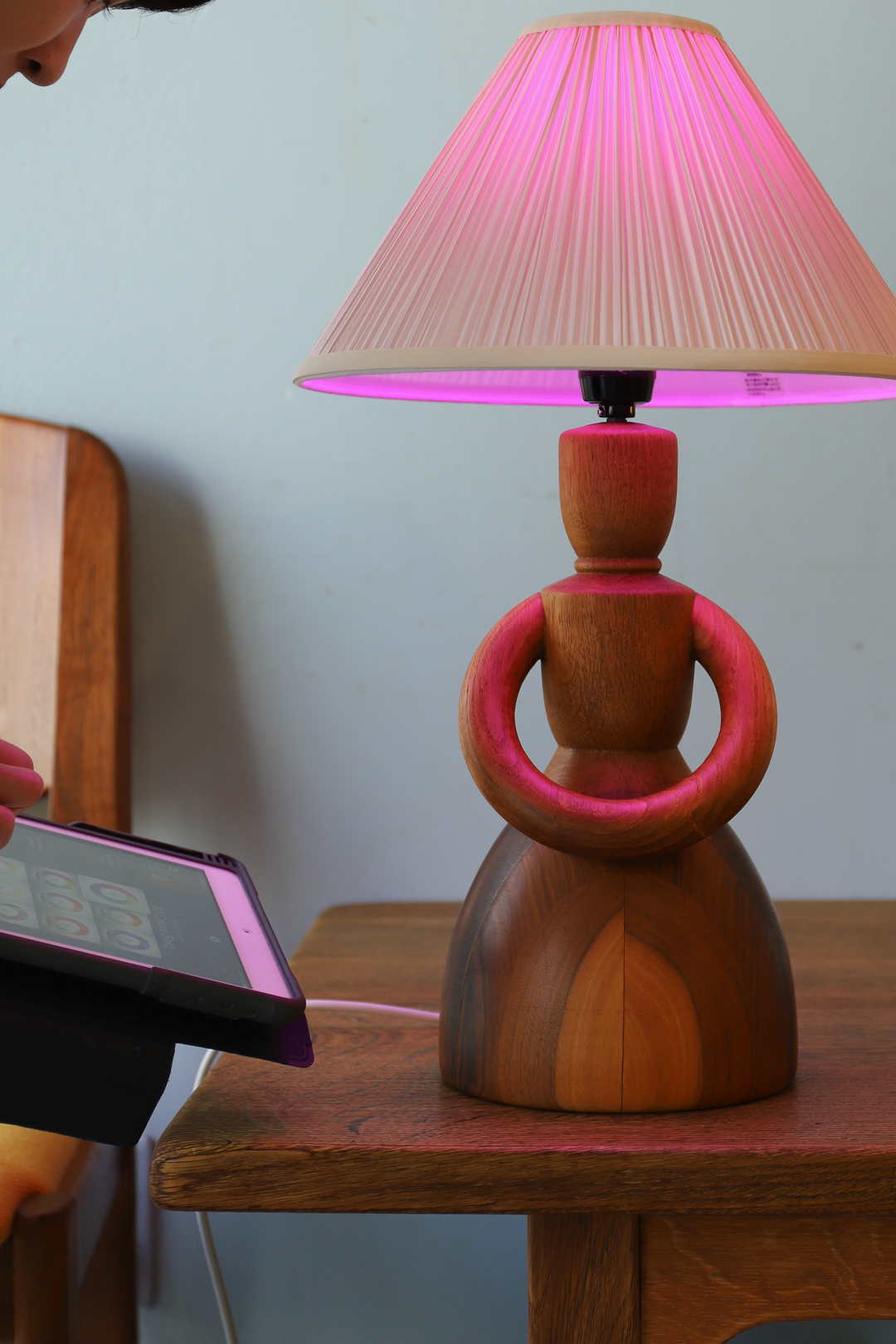 Danish Vintage Parquet Doll Table Lamp/デンマークヴィンテージ ドールテーブルランプ 照明 寄木細工 パーケット 無垢材 北欧インテリア