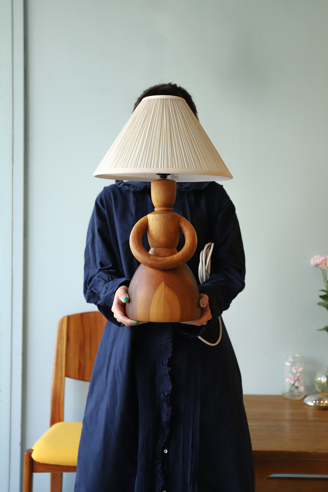 Danish Vintage Parquet Doll Table Lamp/デンマークヴィンテージ ドールテーブルランプ 照明 寄木細工 パーケット 無垢材 北欧インテリア