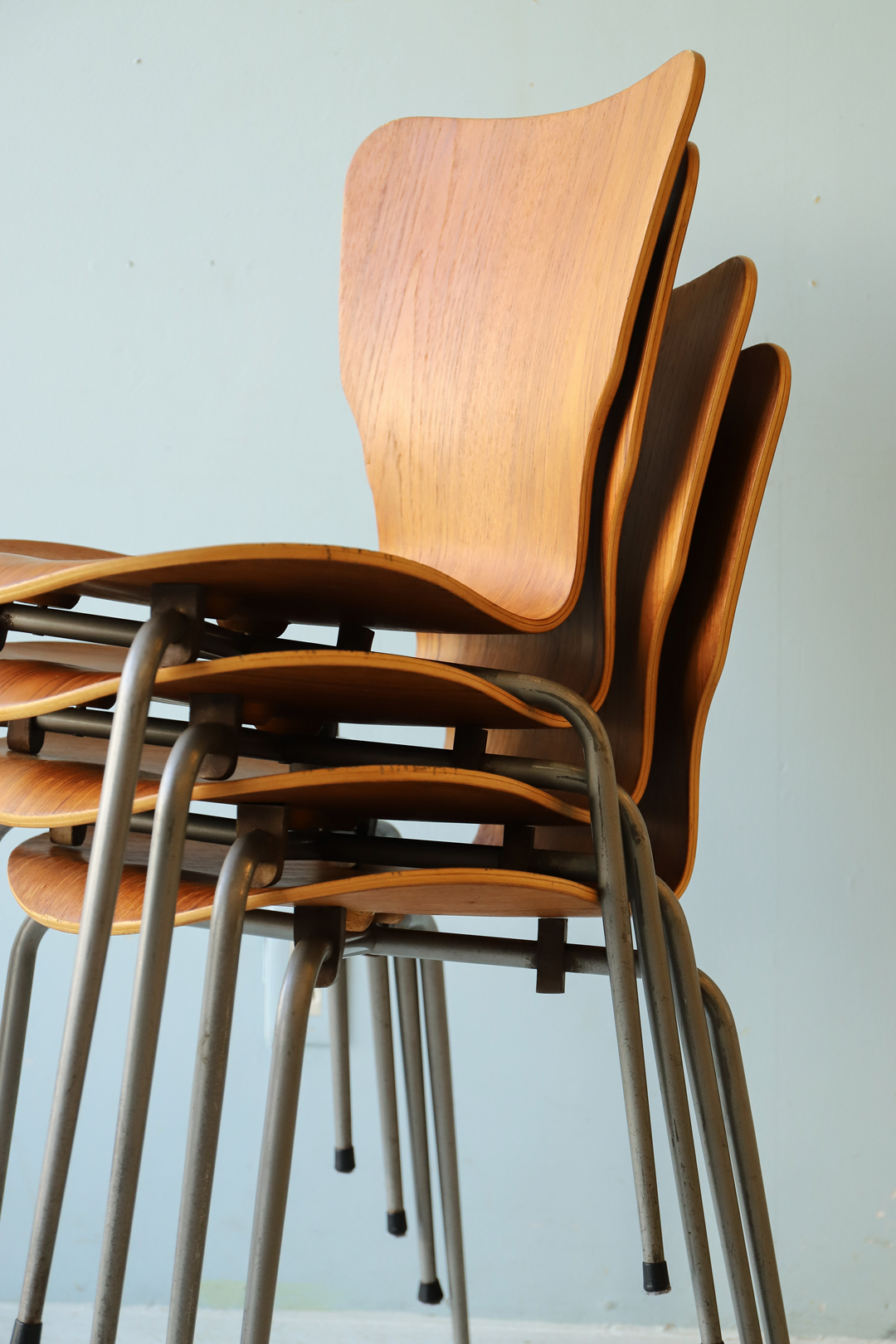 Danish Vintage Teak Plywood Stacking Chair MH Stålmøbler/デンマークヴィンテージ スタッキングチェア チーク材 プライウッド 椅子 ミッドセンチュリー モダン 北欧家具